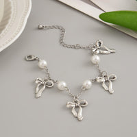 Thumbnail for Dainty Bowknot Tassel Pearl Chain Bracelet - ArtGalleryZen
