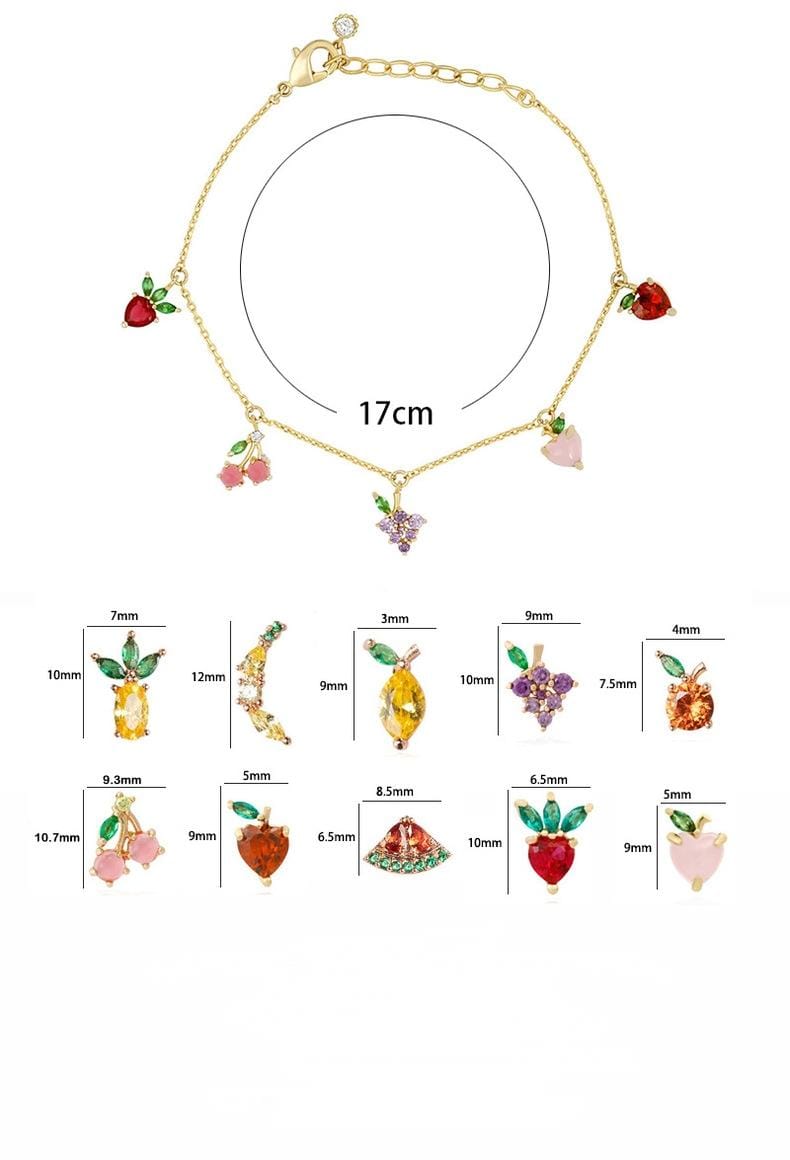 Dainty Colorful Crystal Fruits Bracelet - ArtGalleryZen