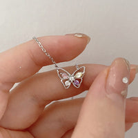 Thumbnail for Dainty Colorful CZ Inlaid Butterfly Necklace - ArtGalleryZen