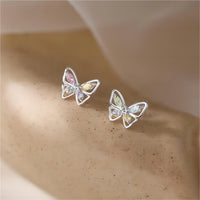 Thumbnail for Dainty Colorful CZ Inlaid Silver Butterfly Earrings - ArtGalleryZen