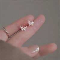 Thumbnail for Dainty Colorful CZ Inlaid Silver Butterfly Earrings - ArtGalleryZen