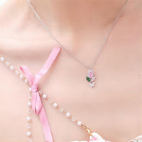 Thumbnail for Dainty Crystal Butterfly Tulip Necklace - ArtGalleryZen