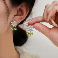 Thumbnail for Dainty Crystal Daisy Flower Necklace Earrings Set - ArtGalleryZen
