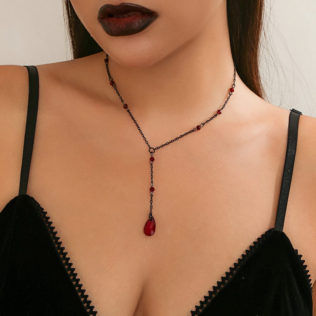 Dainty Crystal Pendant Y Necklace - ArtGalleryZen