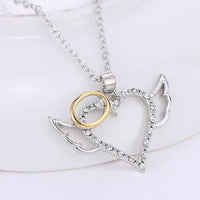 Thumbnail for Dainty CZ Inlaid Angel Wing Heart Pendant Necklace - ArtGalleryZen