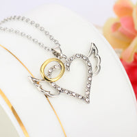 Thumbnail for Dainty CZ Inlaid Angel Wing Heart Pendant Necklace - ArtGalleryZen