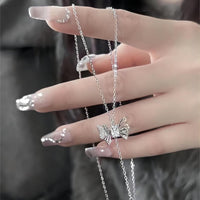 Thumbnail for Dainty CZ Inlaid Butterfly Wings Necklace - ArtGalleryZen