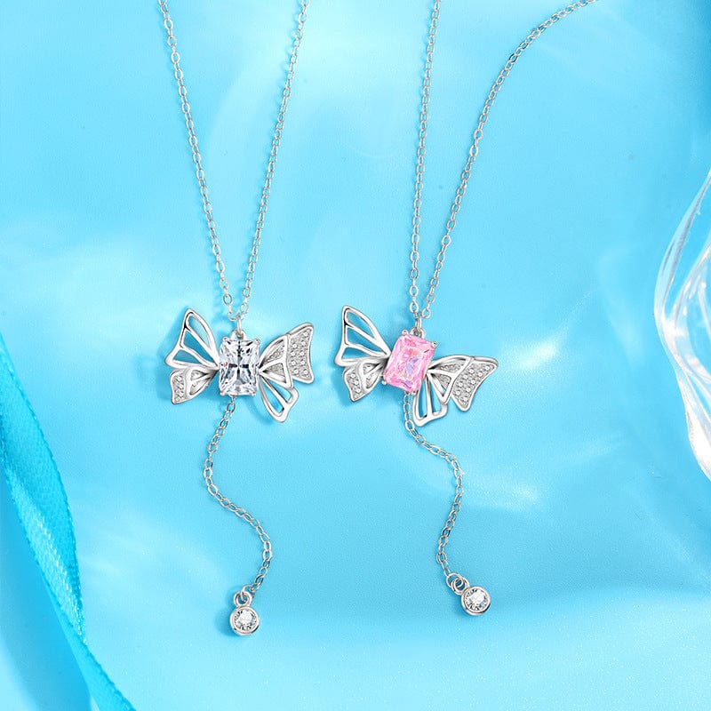 Dainty CZ Inlaid Butterfly Wings Necklace - ArtGalleryZen