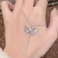 Thumbnail for Dainty CZ Inlaid Butterfly Wings Necklace - ArtGalleryZen