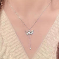 Thumbnail for Dainty CZ Inlaid Butterfly Wings Necklace - ArtGalleryZen