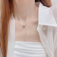 Thumbnail for Dainty CZ Inlaid Camellia Cable Chain Necklace - ArtGalleryZen