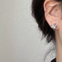 Thumbnail for Dainty CZ Inlaid Cat Claw Bowknot Huggie Hoop Earrings - ArtGalleryZen