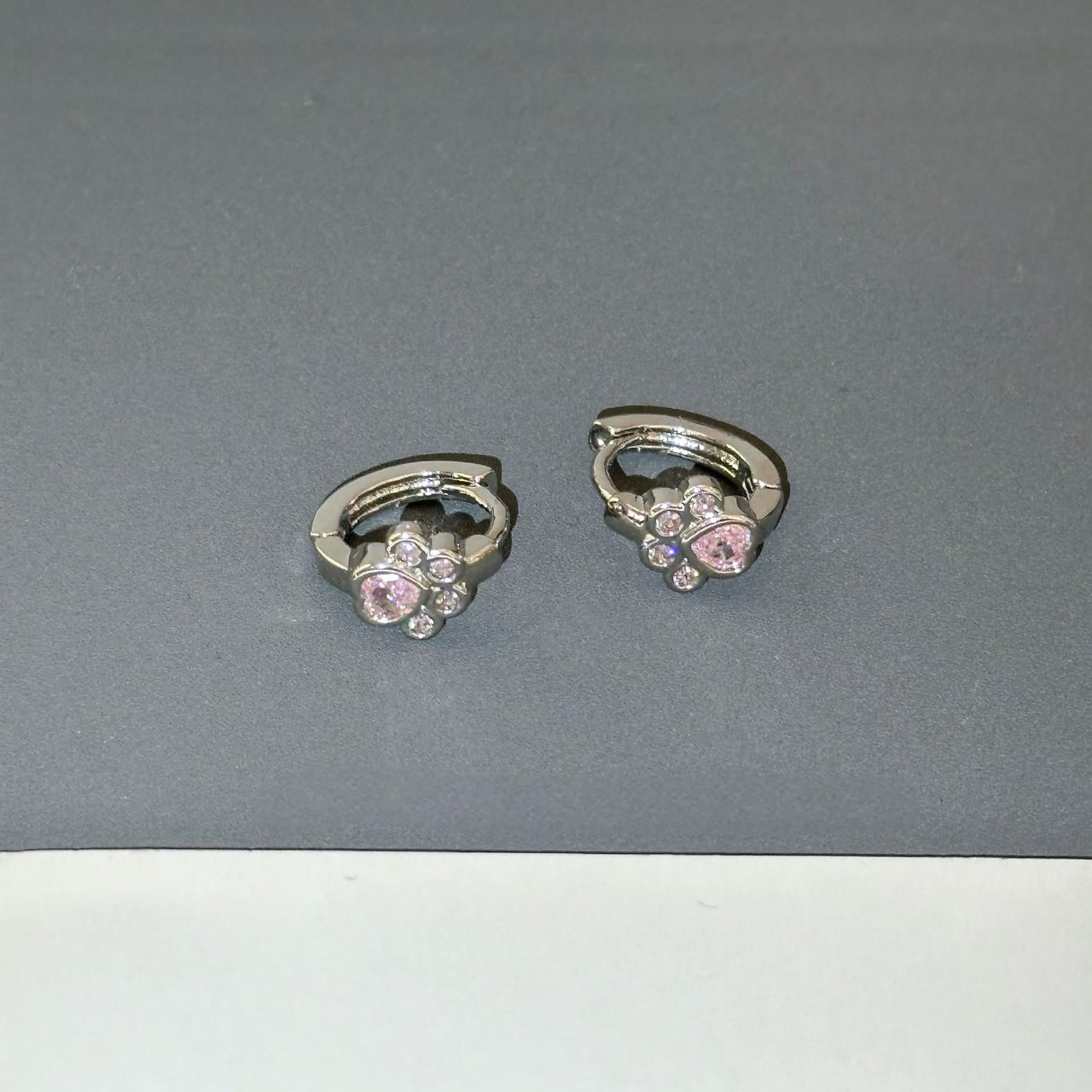 Dainty CZ Inlaid Cat Claw Bowknot Huggie Hoop Earrings - ArtGalleryZen