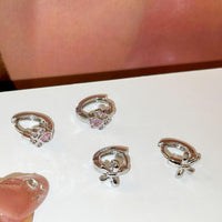 Thumbnail for Dainty CZ Inlaid Cat Claw Bowknot Huggie Hoop Earrings - ArtGalleryZen