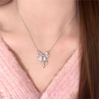 Thumbnail for Dainty CZ Inlaid Crystal Bowknot Star Necklace - ArtGalleryZen