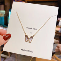 Thumbnail for Dainty CZ Inlaid Crystal Butterfly Necklace Earrings Ring Set - ArtGalleryZen