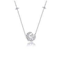 Thumbnail for Dainty CZ Inlaid Crystal Heart Moon Phase Necklace - ArtGalleryZen