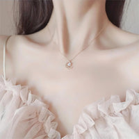 Thumbnail for Dainty CZ Inlaid Crystal Moon Necklace - ArtGalleryZen