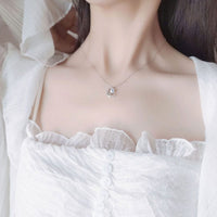 Thumbnail for Dainty CZ Inlaid Crystal Moon Necklace - ArtGalleryZen