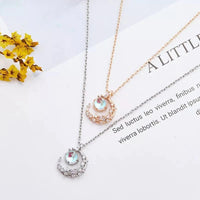 Thumbnail for Dainty CZ Inlaid Crystal Moon Necklace - ArtGalleryZen