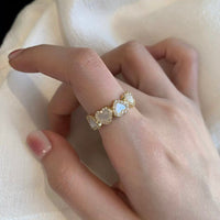 Thumbnail for Dainty CZ Inlaid Gold Plated Enamel Heart Open Ring - ArtGalleryZen