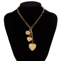Thumbnail for Dainty CZ Inlaid Heart Sun Pendant Paperclip Chain Y Necklace - ArtGalleryZen