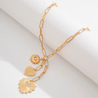 Thumbnail for Dainty CZ Inlaid Heart Sun Pendant Paperclip Chain Y Necklace - ArtGalleryZen