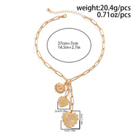 Thumbnail for Dainty CZ Inlaid Heart Sun Pendant Paperclip Chain Y Necklace - ArtGalleryZen