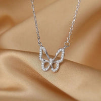 Thumbnail for Dainty CZ Inlaid Hollowed-out Butterfly Necklace - ArtGalleryZen