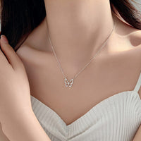 Thumbnail for Dainty CZ Inlaid Hollowed-out Butterfly Necklace - ArtGalleryZen