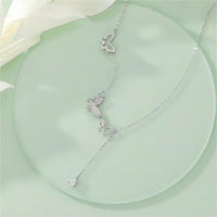 Thumbnail for Dainty CZ Inlaid Hollowed-out Trio Butterfly Necklace - ArtGalleryZen