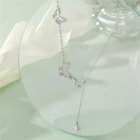 Thumbnail for Dainty CZ Inlaid Hollowed-out Trio Butterfly Necklace - ArtGalleryZen