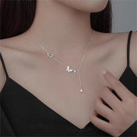 Thumbnail for Dainty CZ Inlaid Hollowed-out Trio Butterfly Necklace - ArtGalleryZen