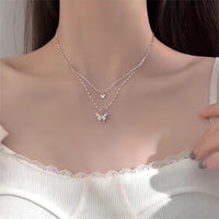 Thumbnail for Dainty CZ Inlaid Layering Butterfly Necklace - ArtGalleryZen