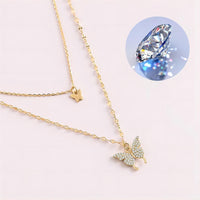 Thumbnail for Dainty CZ Inlaid Layering Butterfly Necklace - ArtGalleryZen