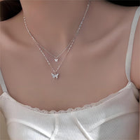 Thumbnail for Dainty CZ Inlaid Layering Butterfly Necklace - ArtGalleryZen