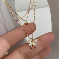 Thumbnail for Dainty CZ Inlaid Layering Butterfly Necklace - ArtGalleryZen