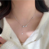 Thumbnail for Dainty CZ Inlaid Meteor Star Moon Phase Necklace - ArtGalleryZen