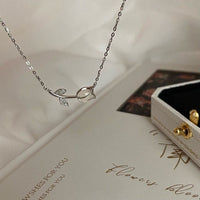 Thumbnail for Dainty CZ Inlaid Natural Opal Tulip Chain Necklace - ArtGalleryZen