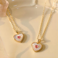 Thumbnail for Dainty CZ Inlaid Natural Shell Heart Pendant Necklace - ArtGalleryZen