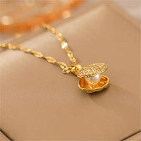 Thumbnail for Dainty CZ Inlaid Pearl Shell Pendant Chain Necklace - ArtGalleryZen
