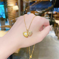 Thumbnail for Dainty CZ Inlaid Pearl Shell Pendant Chain Necklace - ArtGalleryZen
