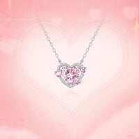 Thumbnail for Dainty CZ Inlaid Pink Crystal Heart Necklace - ArtGalleryZen