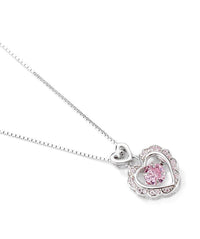 Thumbnail for Dainty CZ Inlaid Pink Crystal Rolling Heart Pendant Necklace - ArtGalleryZen