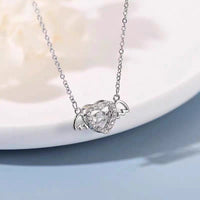 Thumbnail for Dainty CZ Inlaid Rolling Crystal Angel Heart Wings Necklace - ArtGalleryZen