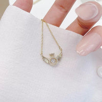 Thumbnail for Dainty CZ Inlaid Rolling Crystal Angel Wings Necklace - ArtGalleryZen