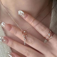 Thumbnail for Dainty CZ Inlaid Rose Necklace - ArtGalleryZen
