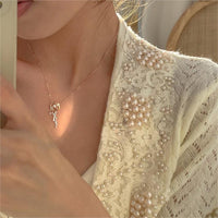 Thumbnail for Dainty CZ Inlaid Rose Necklace - ArtGalleryZen