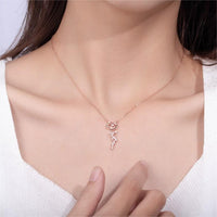 Thumbnail for Dainty CZ Inlaid Rose Necklace - ArtGalleryZen