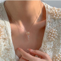 Thumbnail for Dainty CZ Inlaid Rose Necklace - ArtGalleryZen